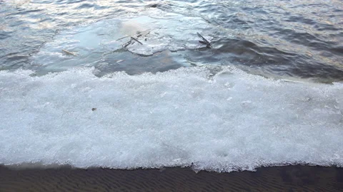4K view of snow and ice melting in the water. Stock-Footage 165595579