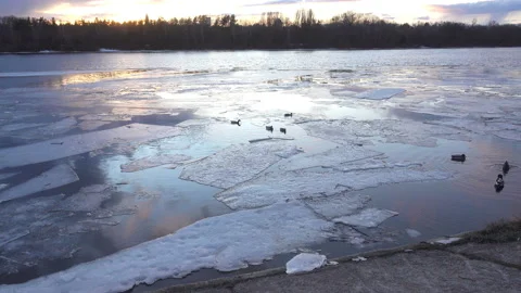 4K view of the spring ice drift Stock Footage 170541064