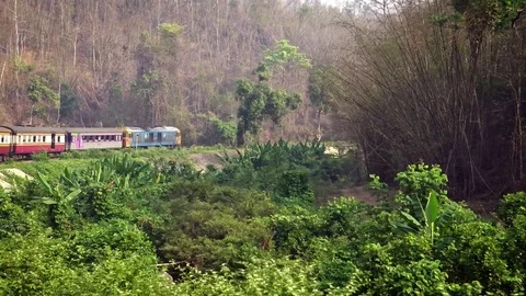 4K view of Thai Train in Countryside Begins In Bangkok Go To Chiang Mai-Dan Stock Footage 69929617