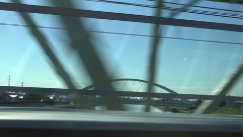 4K view througth window from train in Tokyo, Japan. Railway station passing -Dan Stock Footage 81432945
