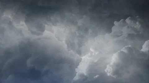4k view of  thunderstorm flying through dark cumulonimbus clouds Stock Footage 205816691