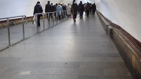 4K view of the underpass with walking people Stock Footage 120825692