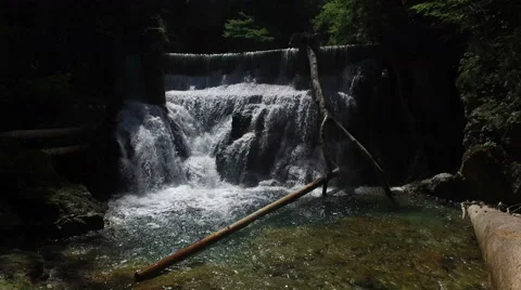 4K. View of Waterfall in Vintgar Gorge on Radovna river. Video stock 65407815