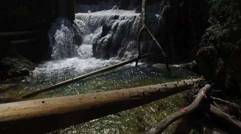 4K. View of Waterfall in Vintgar Gorge on Radovna river. Video stock 65407890
