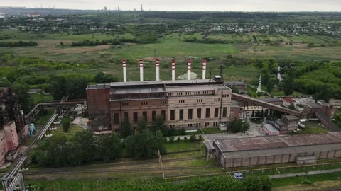 4k view of a working old factory. aerial frames Stock Footage 168897380