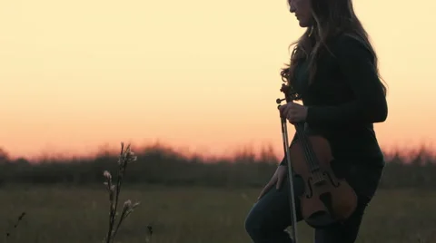 4k Violinist and Flower Stock Footage 44340005