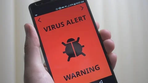 4K Virus Alert on Smartphone Screen Stock Footage 64450487