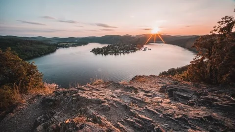 4k Vltava timelapse viewpoint Na Vrchovnici Stock Footage 316301569