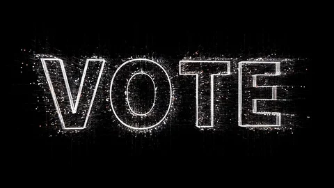 4k VOTE word,Matrix binary computer code text particle design animation. Stock Footage 118647448