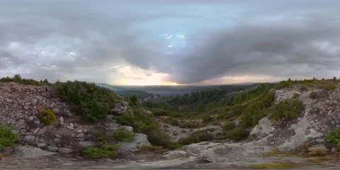 4K VR 360 from the top of a mountain in Spain Stock Footage 241218528