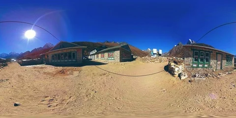 4K VR of Dingboche and Pheriche village in Nepal, basic point of everest base Stock Footage 112619969
