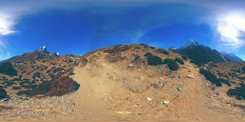 4K VR of Dingboche and Pheriche village in Nepal, basic point of everest base 動画素材 113127839