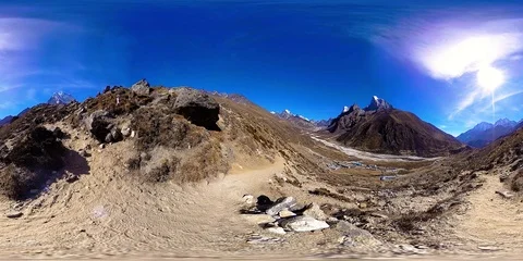 4K VR of Dingboche and Pheriche village in Nepal, basic point of everest base 스톡 동영상 113128702