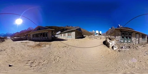 4K VR of Dingboche and Pheriche village in Nepal, basic point of everest base Stock Footage 115444128