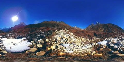 4K VR of Dingboche and Pheriche village in Nepal, basic point of everest base Stock Footage 116409760