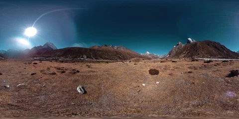 4K VR of Dingboche and Pheriche village in Nepal, basic point of everest base Stock Footage 116410256