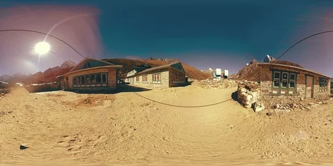 4K VR of Dingboche and Pheriche village in Nepal, basic point of everest base Stock Footage 116410513