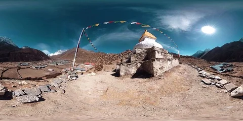 4K VR of Dingboche and Pheriche village in Nepal, basic point of everest base Stock Footage 116410682