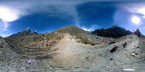 4K VR of Dingboche and Pheriche village in Nepal, basic point of everest base Stock Footage 116410846