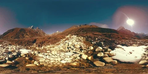 4K VR of Dingboche and Pheriche village in Nepal, basic point of everest base Stock Footage 119578455