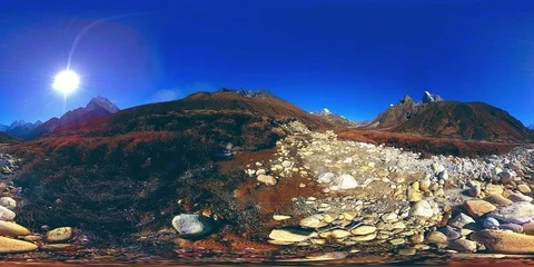 4K VR of Dingboche and Pheriche village in Nepal, basic point of everest base Stock Footage 119896933