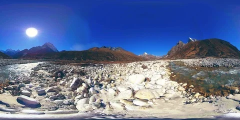 4K VR of Dingboche and Pheriche village in Nepal, basic point of everest base Stock Footage 119897055