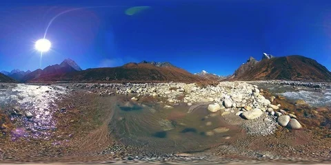 4K VR of Dingboche and Pheriche village in Nepal, basic point of everest base Stock Footage 119897191