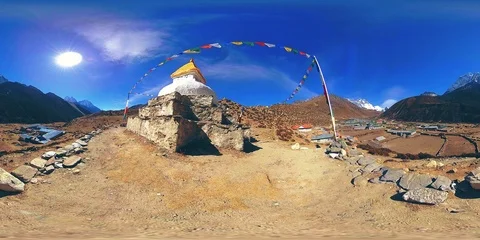 4K VR of Dingboche and Pheriche village in Nepal, basic point of everest base Stock Footage 119897782