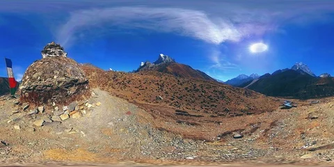 4K VR of Dingboche and Pheriche village in Nepal, basic point of everest base Stock Footage 119897951