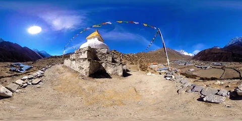 4K VR of Dingboche and Pheriche village in Nepal, basic point of everest base 스톡 동영상 120862482