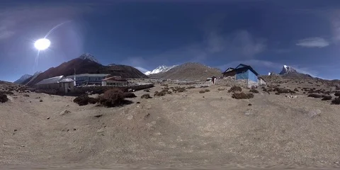 4K VR of Dingboche and Pheriche village in Nepal, basic point of everest base Video stock 124818819
