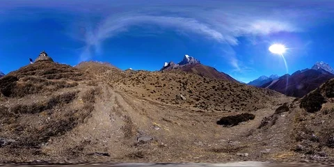 4K VR of Dingboche and Pheriche village in Nepal, basic point of everest base Video stock 124819440