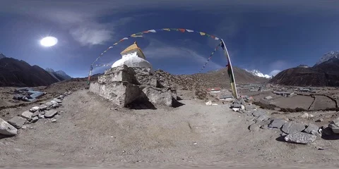 4K VR of Dingboche and Pheriche village in Nepal, basic point of everest base 스톡 동영상 125228462