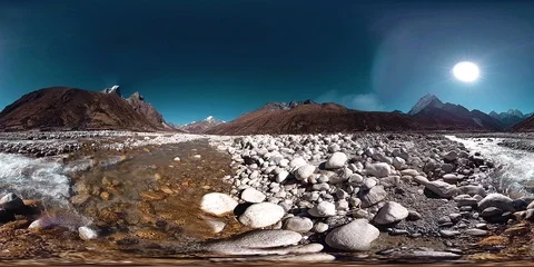 4K VR of Dingboche and Pheriche village in Nepal, basic point of everest base Stock Footage 125246587