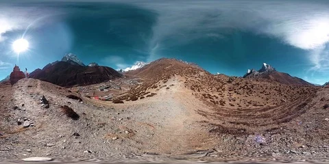 4K VR of Dingboche and Pheriche village in Nepal, basic point of everest base 스톡 동영상 126317293