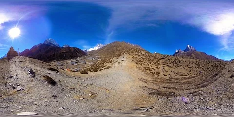 4K VR of Dingboche and Pheriche village in Nepal, basic point of everest base 스톡 동영상 128254735