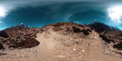 4K VR of Dingboche and Pheriche village in Nepal, basic point of everest base 스톡 동영상 128255588