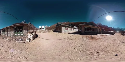 4K VR of Dingboche and Pheriche village in Nepal, basic point of everest base 스톡 동영상 128275301