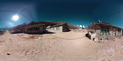 4K VR of Dingboche and Pheriche village in Nepal, basic point of everest base Video stock 130135780