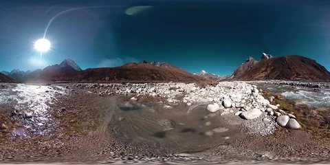 4K VR of Dingboche and Pheriche village in Nepal, basic point of everest base Video stock 130141294