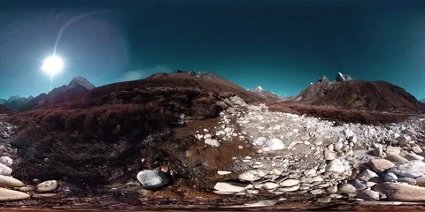 4K VR of Dingboche and Pheriche village in Nepal, basic point of everest base Stock Footage 134502985