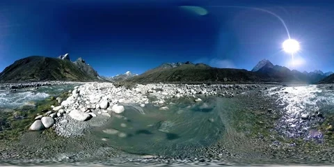 4K VR of Dingboche and Pheriche village in Nepal, basic point of everest base Stock Footage 134504261