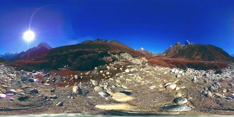 4K VR of Dingboche and Pheriche village in Nepal, basic point of everest base 스톡 동영상 136659896
