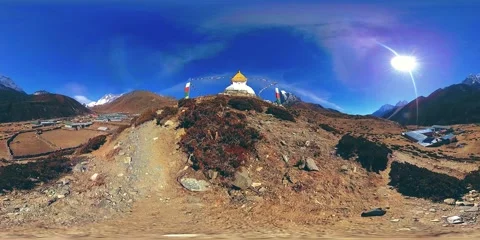 4K VR of Dingboche and Pheriche village in Nepal, basic point of everest base 스톡 동영상 136665117