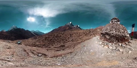 4K VR of Dingboche and Pheriche village in Nepal, basic point of everest base Stock Footage 138329900
