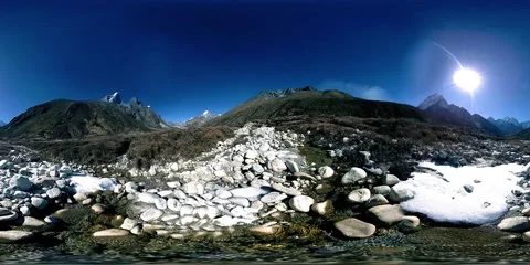 4K VR of Dingboche and Pheriche village in Nepal, basic point of everest base Video stock 138351358
