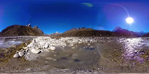 4K VR of Dingboche and Pheriche village in Nepal, basic point of everest base Stock Footage 141931234
