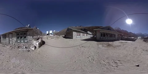 4K VR of Dingboche and Pheriche village in Nepal, basic point of everest base Video stock 143743766