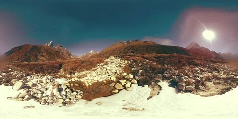 4K VR of Dingboche and Pheriche village in Nepal, basic point of everest base 動画素材 143748426