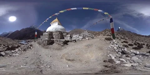 4K VR of Dingboche and Pheriche village in Nepal, basic point of everest base Video stock 146757788